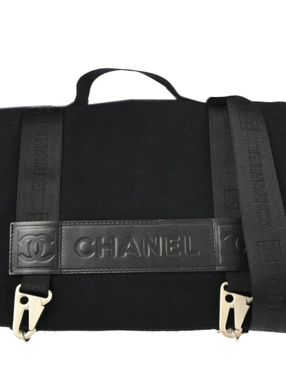 Chanel Black Felt Nylon Sport Line 2way Handbag 115204